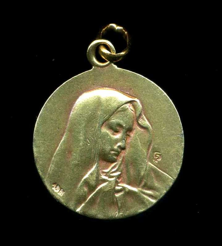 France - Médaille Pendentif en Or Massif 18 Carats | Poinçonnée à La Tête d'aigle