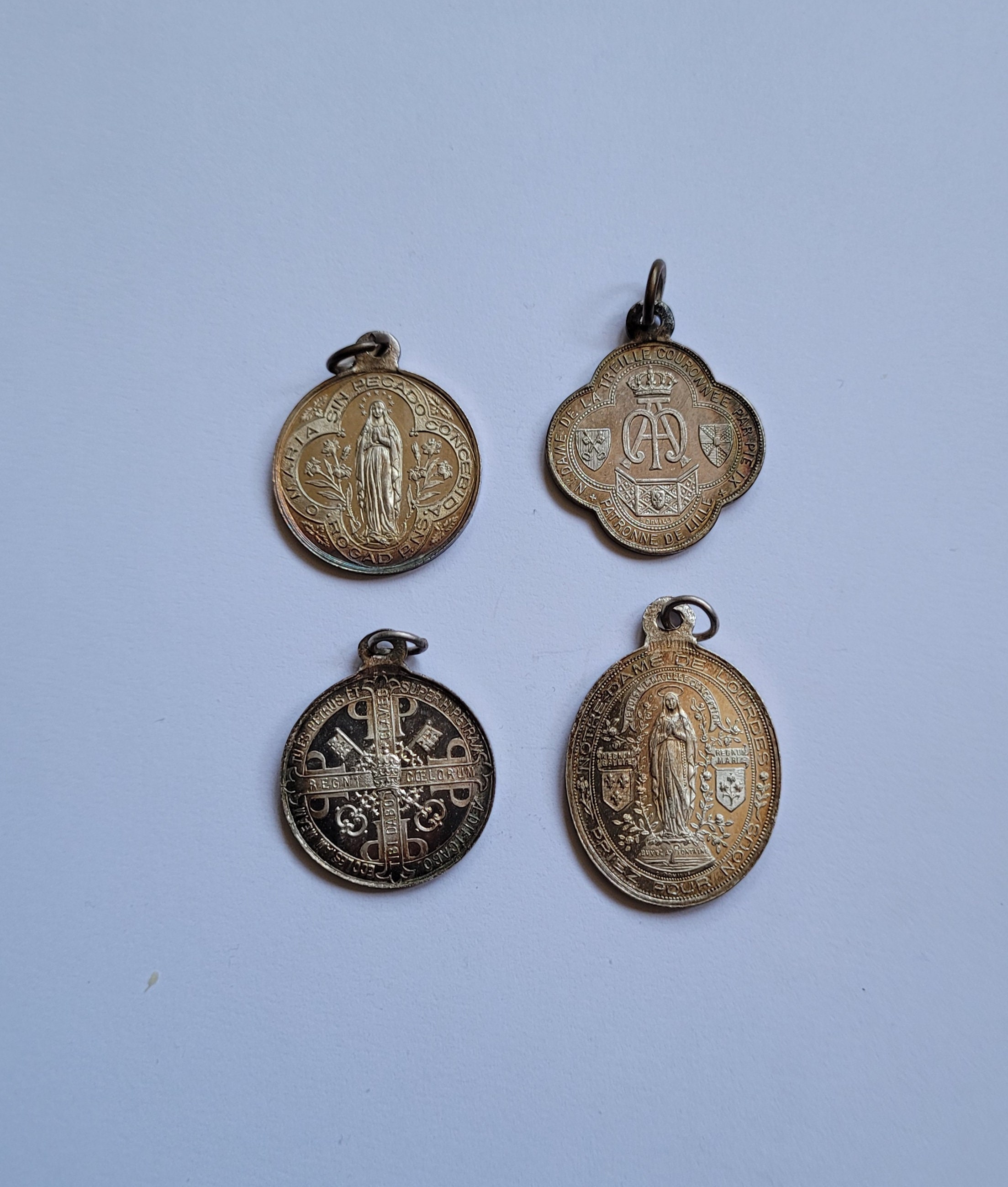 Religion - Vintage Lot de 4 Médailles Religieuse Antique