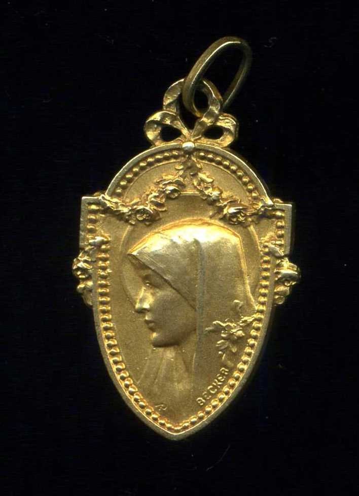 France - Médaille Pendentif en Or Massif 18 Carats | Poinçonnée à La Tête d'aigle.