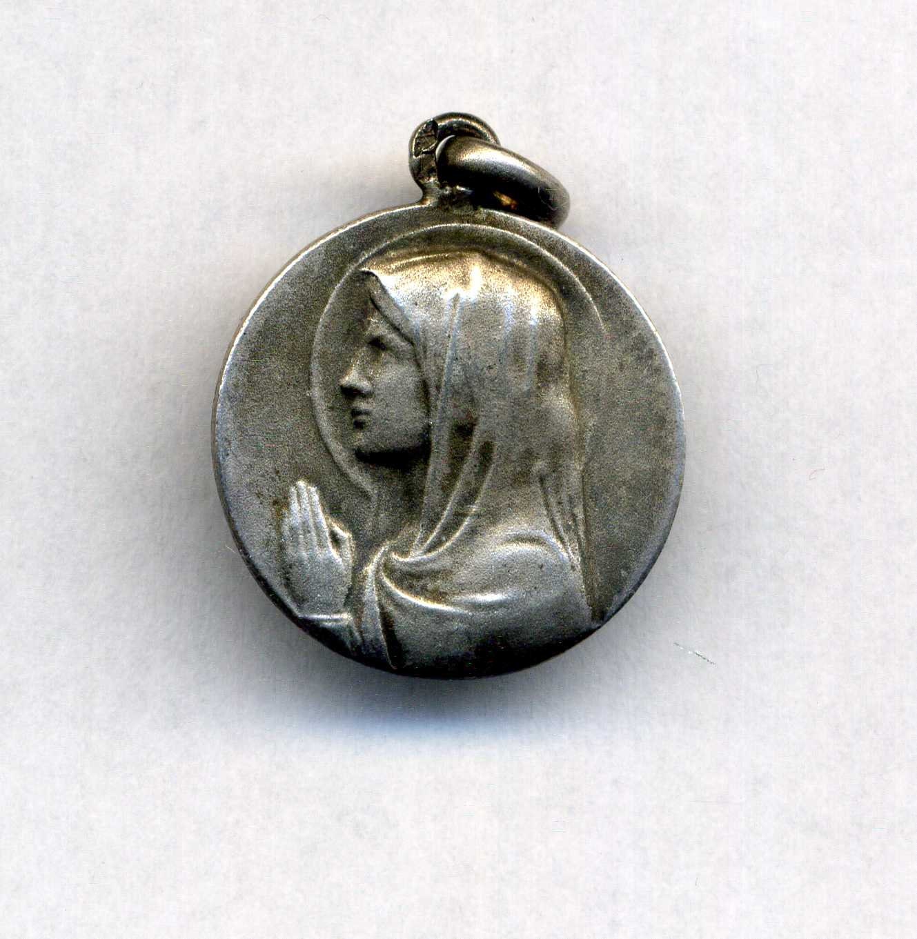 Sainte Marie - Pendentif Antique d'époque 19Ème Médaille en Argent Sterling