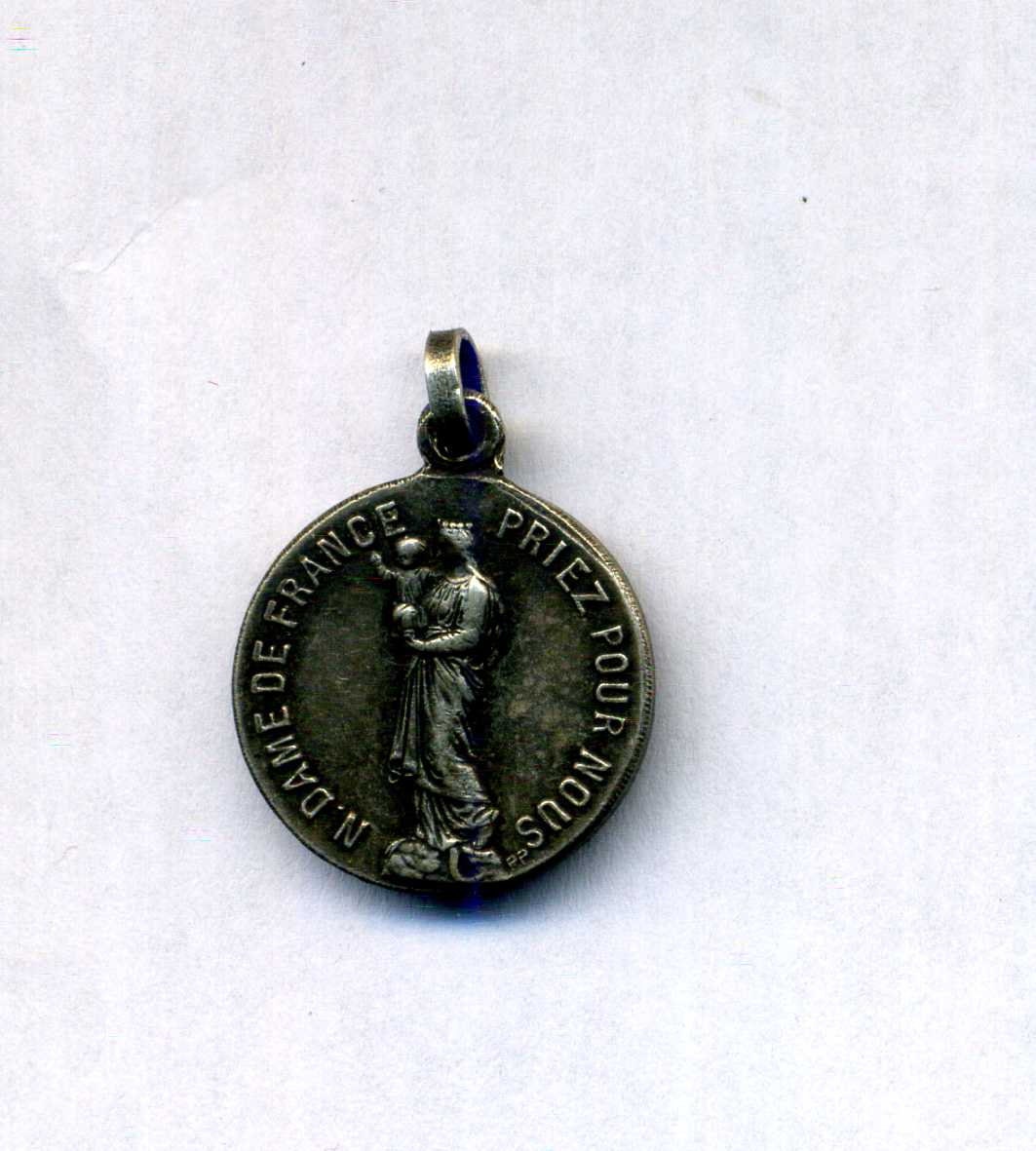 Médaille Religieuse - Notre Dame de France Priez Pour Nous Médaille Argentée