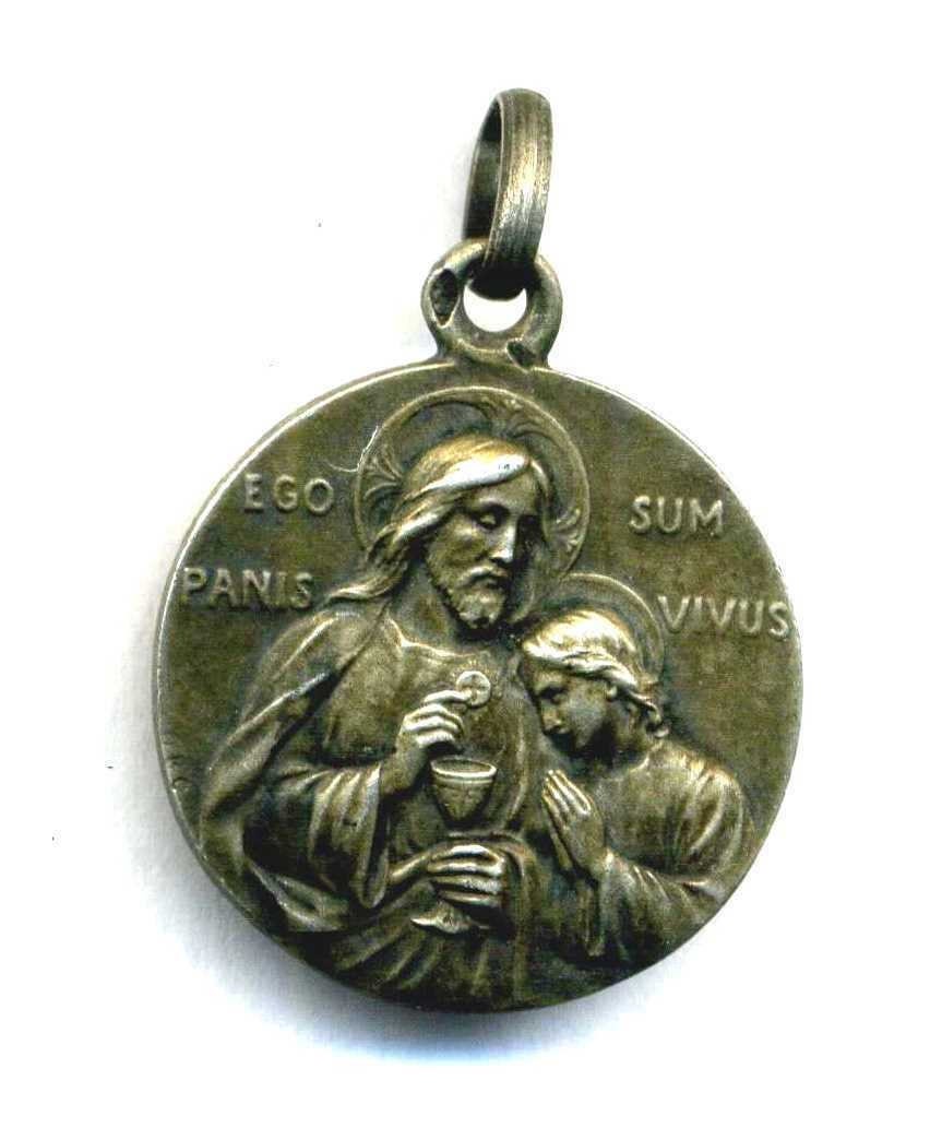 Médaille Religieuse Vintage en Argent Sterling Ego Panis Sum Vivus