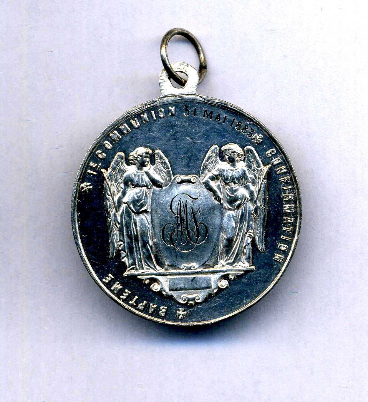 Religion - Première Communion Vintage Médaille Argent 1883