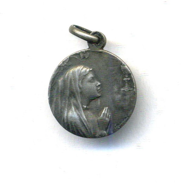 Religious medal - Antique pendant - Sterling silver medal