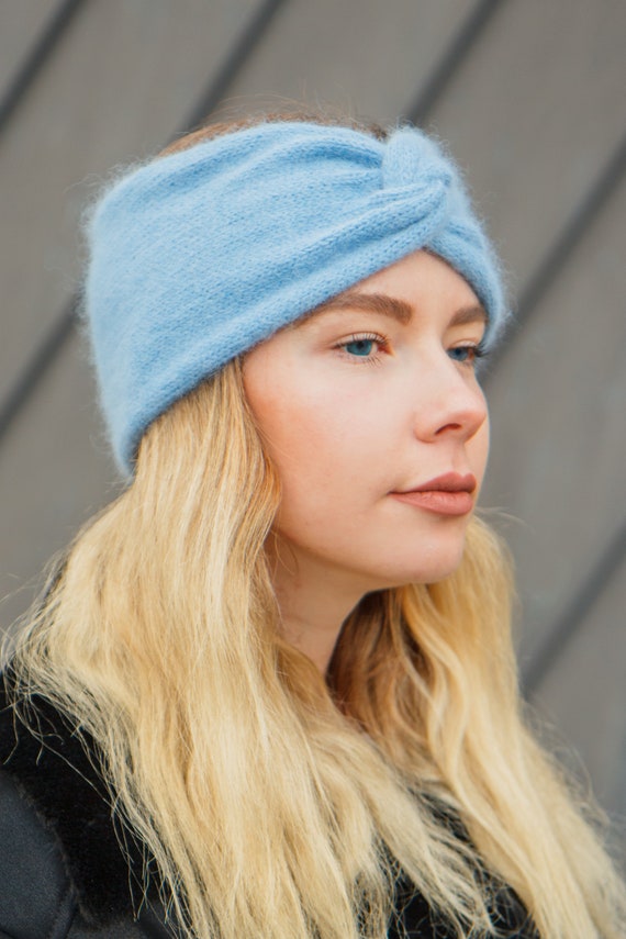 hand-spun and hand-knitted luxury and novelty soft cozy Ear Warmer Winter headband warm Alpaca and Angora gift Fall Sparkle