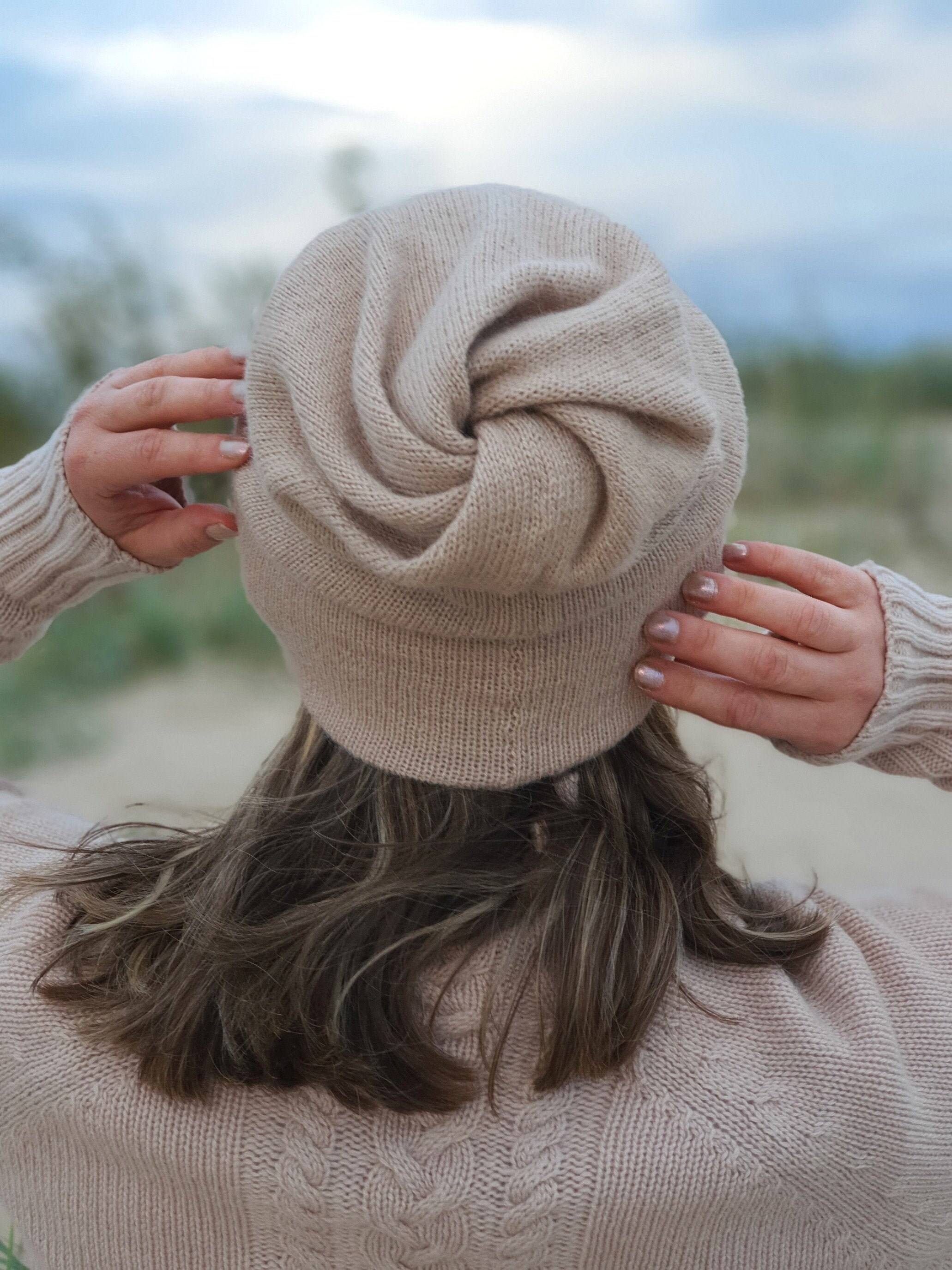Bun Beanie Hat / Ponytail Hat / Slouchy 