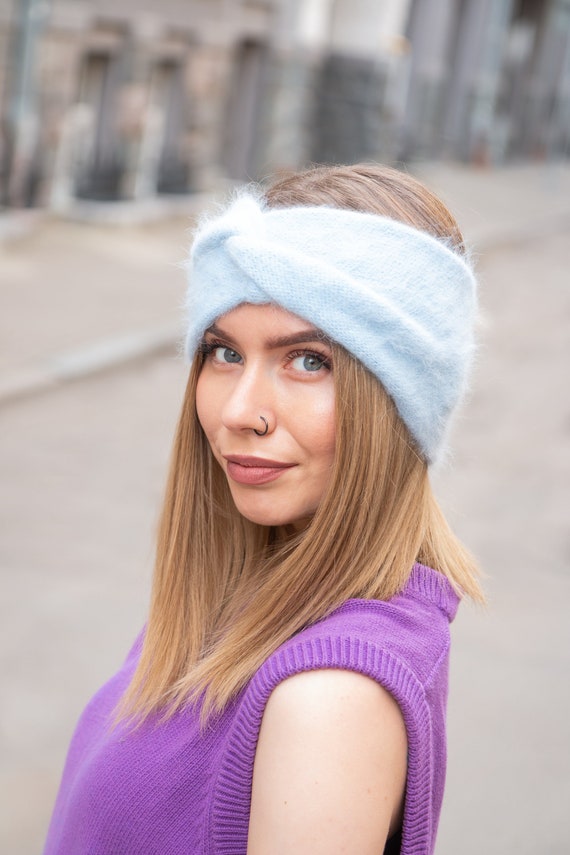 Bandeau Serre-Têtes avec Fleur Chaud pour l'hiver en Laine Tricoté