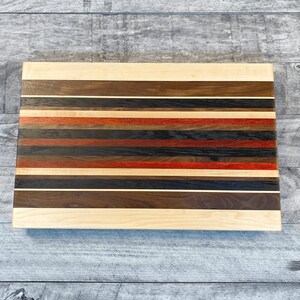 Ready to Ship! Black Walnut & Maple Edge Grain Cutting Board with accents of Padauk and Wenge, Rectangle Board
