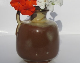 1970's Frankoma 830 honey jug round pitcher in desert gold 6" tall bud vase made in Oklahoma gift for pottery collectors, MISSING CORK