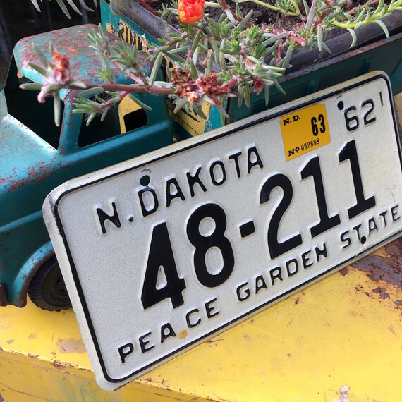 Original 1962 Metal License Plate North Dakota Tag Peace Etsy