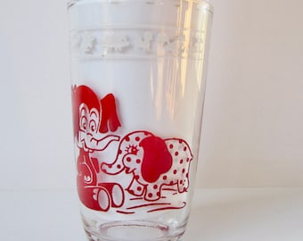 1950's Kraft swankyswig kiddie cup with polka dot elephant & duck vintage children's tumbler or juice glass