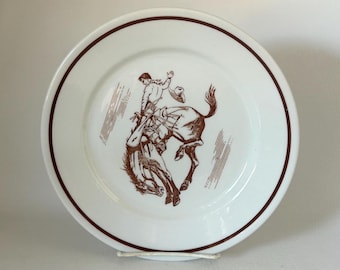 1940's Carr China Bucking Horse 9" restaurant ware plate
