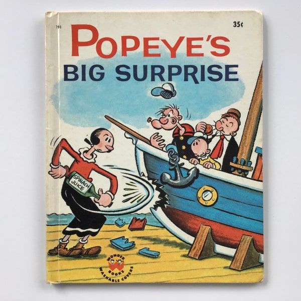 1962 Popeye's Big Surprise Wonder Book No 791 by Barbara Waring & illustrated by Bud Sagendorf  Popeye the Sailor Man Olive Oyl and Wimpy