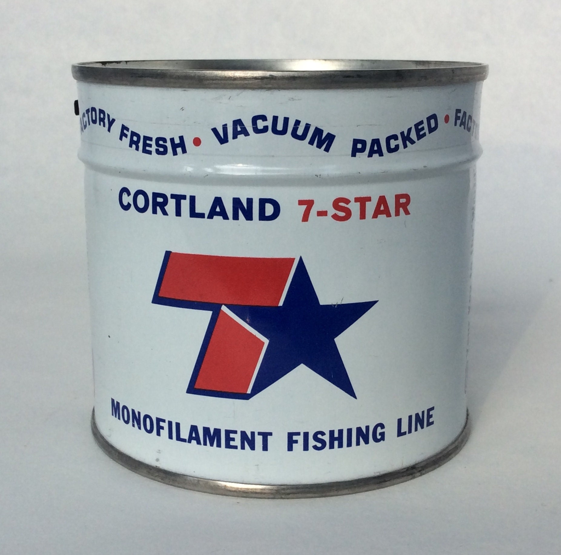 Cortland 7-star Tin Cortland Line Co Monofilament Fishing Line Vacuum  Sealed With Key Unopened Circa 1970's Canco Can Fishing Collectible 