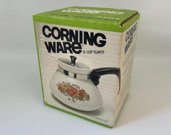 1970's-1980's new old stock unopened in sealed box Corning Ware Spice 'O Life teapot with veggies 6 cup P-104-8