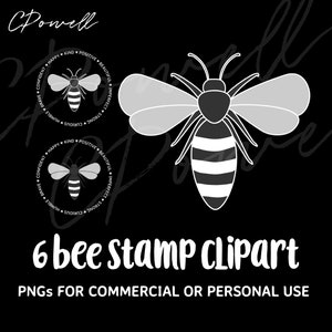 6 Minimalist Bee Clipart Stamp Inspirational Quotes Words Clip art PNG 300 dpi image 2