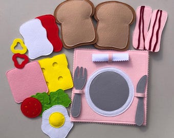 Felt Sandwich Play Food Set, Pretend Play Food, Sandwich felt play food, Felt Kitchen Play Foods, Fake Food Toy, food game, lunch kids food