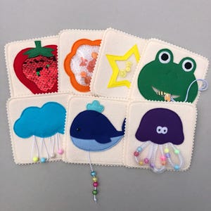 Montessori Sensorikkarten, Sensorikspiel, Entdeckertasche, Fidget Bag, taktile Sensorikkarten, Filzformkarte, Autismus Sensorikkarten Pack