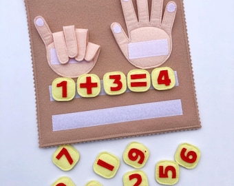 Math Learning Game, Counting toy, Finger counting preschool game, math practice, Hands on Math, Kids Math Toys, Montessori Maths Toys