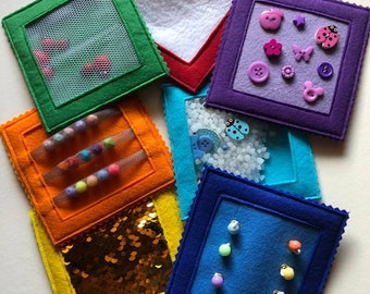 i Spy Bag, Busy Bag, Reisespielzeug, Montessori Suchtasche, Sensorikspiel, Discovery Bag, Fidget Bag, taktile Sensorikkarten