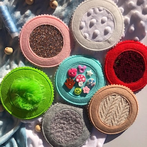 Juego de tarjetas con bolsitas sensoriales, juguete sensorial táctil, Veo, veo, juguete de viaje para buscar y encontrar, bolsa de actividades Discovery, tarjetas educativas Montessori
