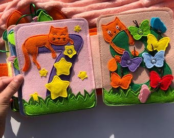 Felt Fabric Counting Book, Montessori Sensory Number Learning Toy | Quiet Book for Toddlers | Educational Math Activity for Preschoolers