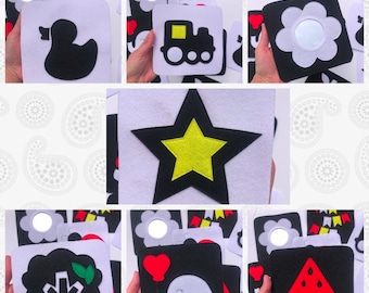 Black & White Baby Sensory Cards, Infant Learning Toy, High Contrast Montessori, Newborn Visual Stimulation black white, Baby Shower Gift