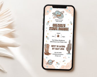 First Rodeo Birthday Invitation: Cowboy Western Evite (Digital)