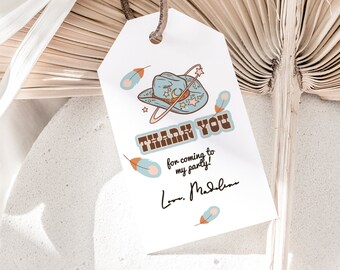 Cowboy Birthday Thank You Tag Editable, Rodeo Cowboy Thank You Tag, Cowboy Wild West Birthday Thank You Tag, Southwest Cowboy Thank You Tag