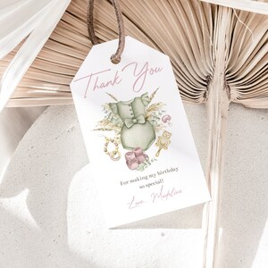 Boho Girl Baby Shower Thank You Tag, Boho Girl Favor Tag Download, Pastelle Baby Girl Shower Boho Thank You Label Instant Editable Template