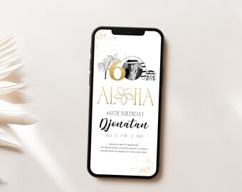 Tropical 60th Birthday Electronic Invitation: Aloha Summer Party (Digital Invite)