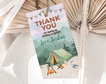 Happy Camper Thank You Tag: Camping Party Favor (Digital Download)