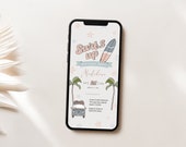 Surf Birthday Invitation Electronic Mobile Digital Editable Palm Trees Surfing Party Evite Download Vintage Van Beach Birthday Party Invite Il_170x135