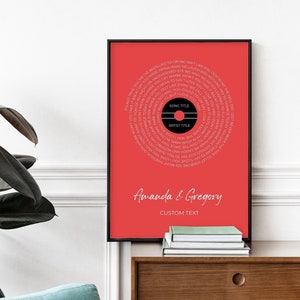 Personalized Vinyl Record Song with Song Lyrics, Valentines Day Gift, Custom Vinyl Lyrics Poster, Anniversary Wedding Gift Present