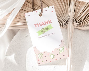 Cowgirl 1st Birthday Thank You Tag, Baby Girl Western Party Thanks Tag, Country Rustic Theme Party Thank You Tag, Editable Cowgirl Gift Tag