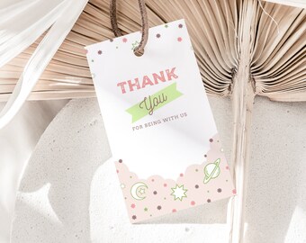 Cowgirl 1st Birthday Thank You Tag: Editable Western Party Favor (Digital)