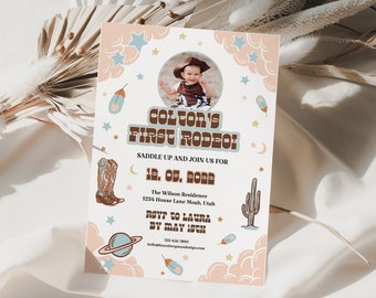 First Rodeo Birthday Invitation With Photo, Southwest Photo Invite,  First Rodeo Birthday Invitation Template, Southwest Birthday Invitation