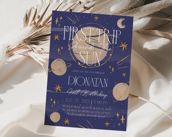 Invitación "Primera Vuelta al Sol": Galaxia, 1.er Cumpleaños (Descarga Digital)