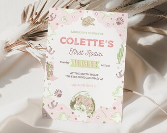 First Rodeo Birthday Invitation: Cowgirl Wild West Party (Digital Download)