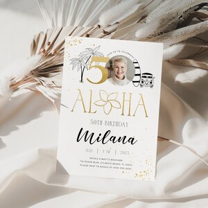 Tropical 50th Birthday Photo Invitation: Luau Aloha Party (Digital)