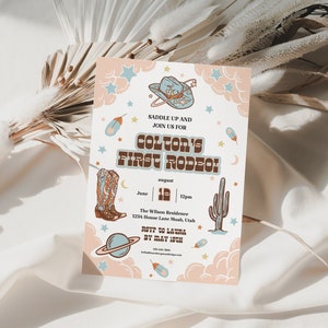 First Rodeo Birthday Invitation Boy,  First Rodeo Birthday Invitation Template, Southwest Birthday Invitation, Cowboy Birthday Invitation