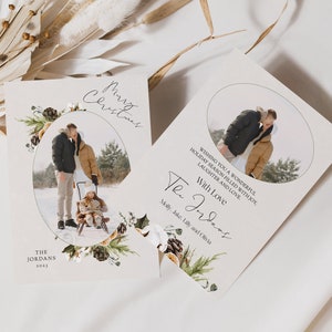 Biglietto di auguri fotografico, biglietto di Natale fotografico personalizzato, modello minimalista per biglietto di auguri di auguri per le vacanze, modello minimalista per biglietto di auguri per le vacanze