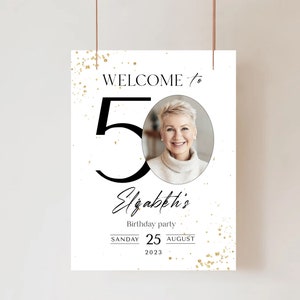 50th Birthday Welcome Sign Adult Birthday Anniversary Welcome Poster Printable Fiftieth Birthday Sign Editable Template Instant Download