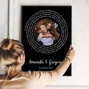 Personalized Record Print, Wedding Photo Gift, Wedding Song Lyrics, 1st Wedding Dance Photo and Lyrics, Gift for husband