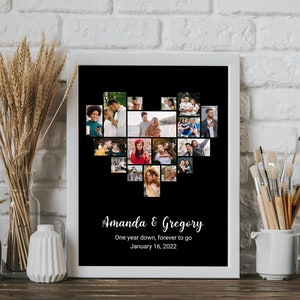 Custom Heart Photo Collage, Anniversary Collage Gift for Boyfriend, Birthday Gift, Personalized Wedding Photo Gift, Family Photo Collage