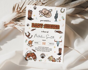 Cowboy Baby Shower Invitation: Wild West Template (Digital Download)