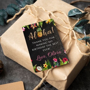 Tropical Birthday Thank You Tag: Luau Aloha Party (Printable)