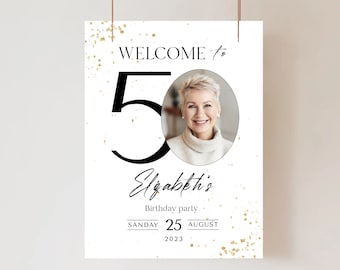 50th Birthday Welcome Sign: Editable Photo Poster (Digital Download)