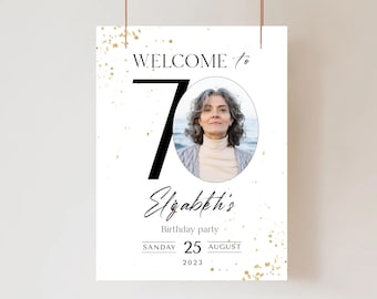 70th Birthday Welcome Sign: Editable Party Poster (Digital Download)