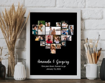Custom Heart Photo Collage, Anniversary Collage Gift for Boyfriend, Birthday Gift, Personalized Wedding Photo Gift, Family Photo Collage